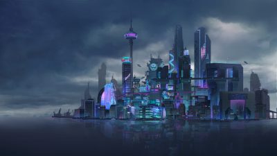 魔幻都市赛博朋克高质量上海工程2k壁纸