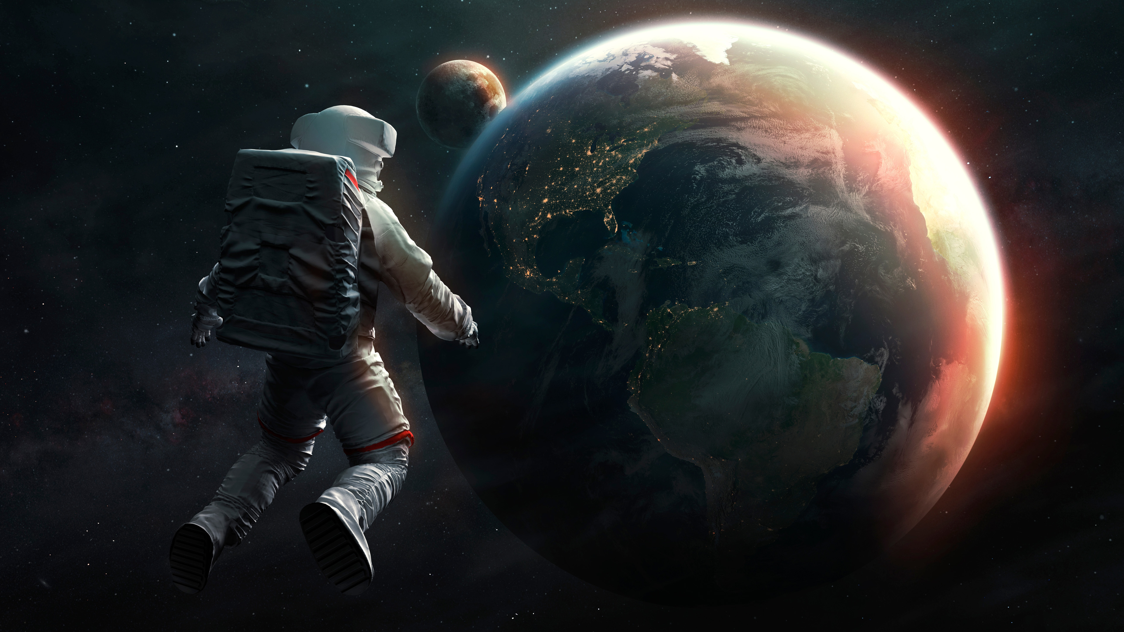 太空宇航员与地球同款4k壁纸